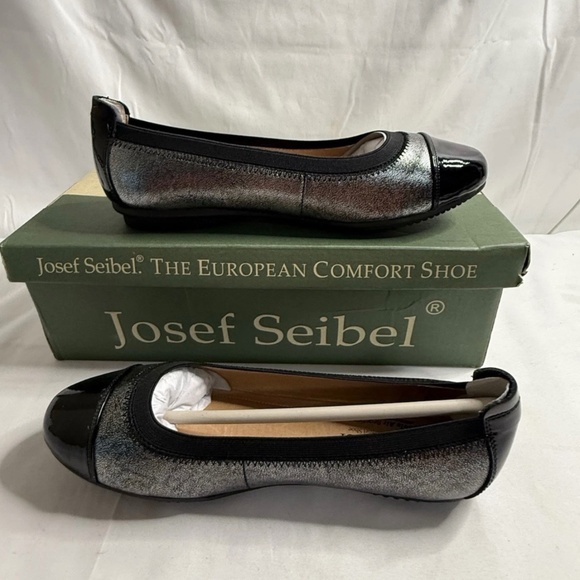 Josef Seibel Shoes - Josef Seidel Womens Pippa 07 Ballet Flats Black & Metallic Shoes EU 36 US 5-5.5